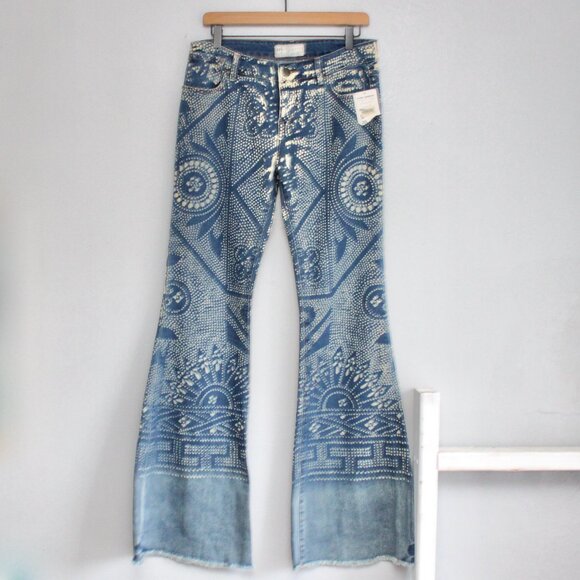 Free People Denim - Free People Discharge Bali Bleached Flared Bell Bottoms Denim Jeans Size 30 NWT